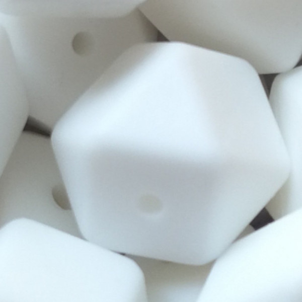 SILIKONPERLE HEXAGON "WEISS" 17MM