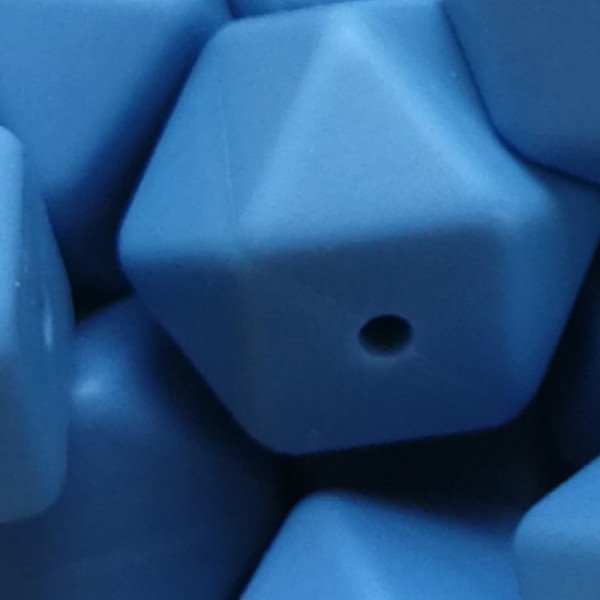 SILIKONPERLE HEXAGON "TAUBENBLAU" 17MM