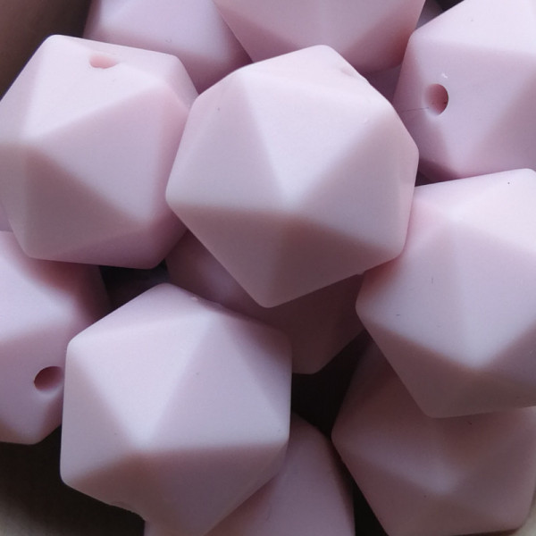 Silikonperle Ikosaeder Pastellrosa 14mm