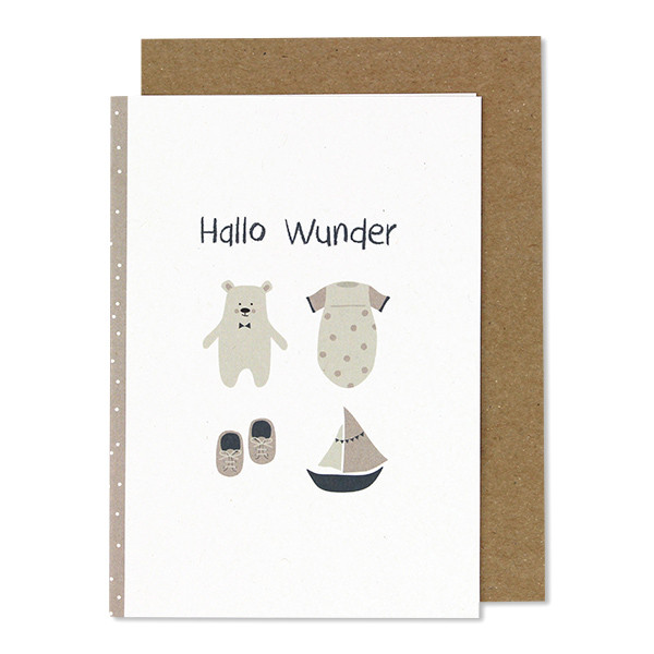 GLÜCKWUNSCHKARTE ZUR GEBURT "HALLO WUNDER"