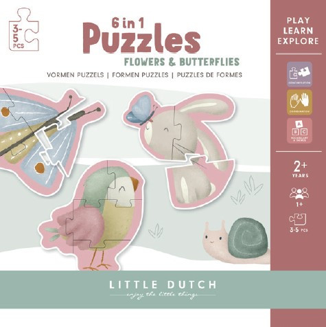 Little Dutch | 6 in 1 Puzzles - Flowers & Butterflies ab 2 Jahren