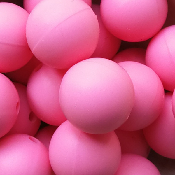 Silikonperle Rund Pink 15mm