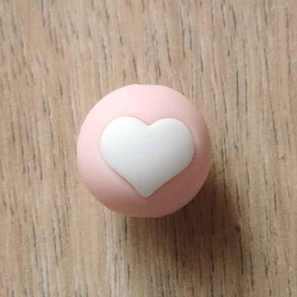 Motivperle Herz Rosa/Weiß