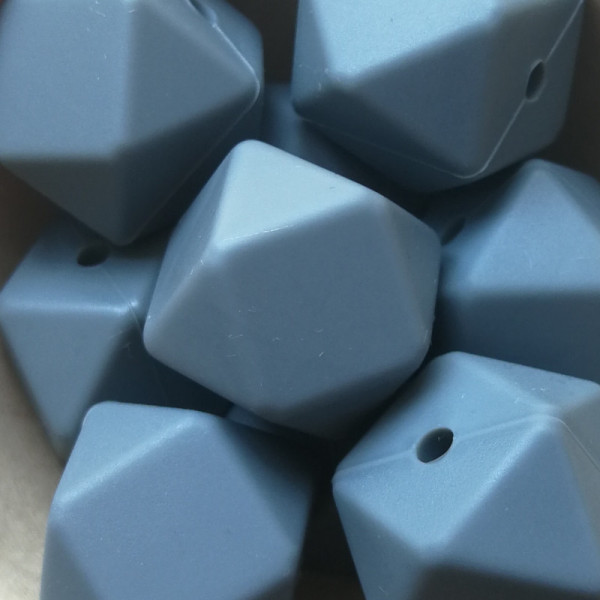 Silikonperle Hexagon Dunkelgrau