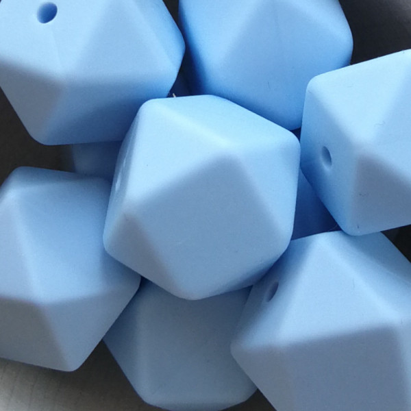 Silikonperle Hexagon Pastellblau