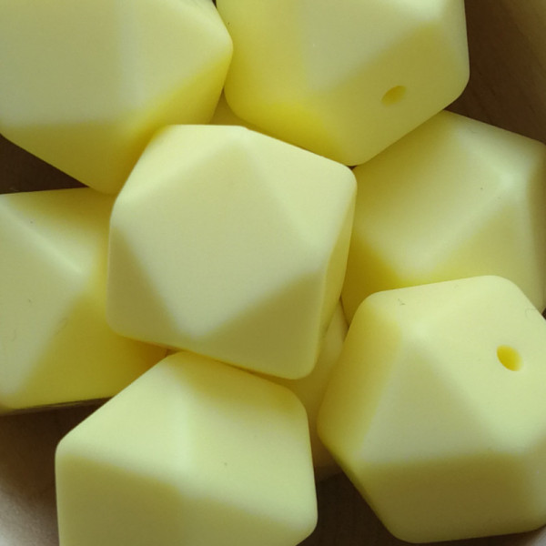 Silikonperle Hexagon Pastellgelb