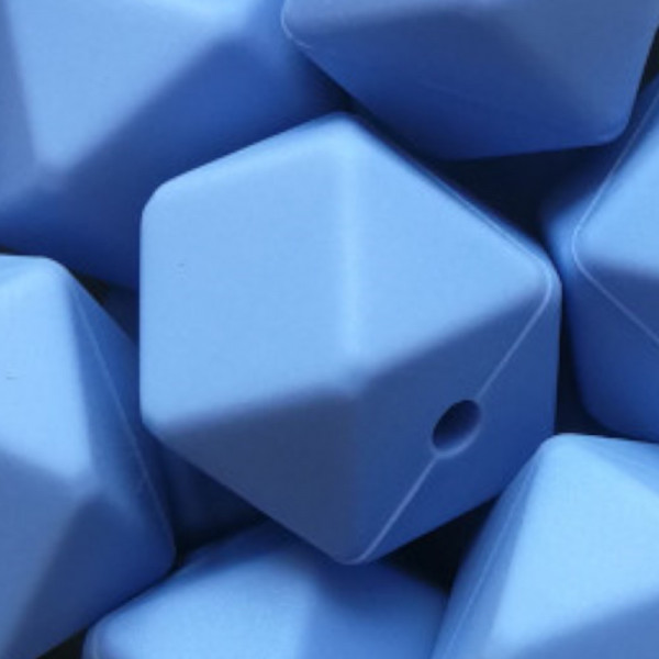 Silikonperle Hexagon Blau