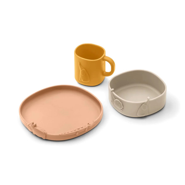 Liewood | Kine 3D Silikongeschirr-Set - Tuscany Rose Mix