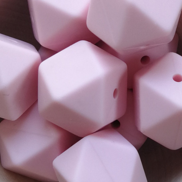 Silikonperle Hexagon Pastellrosa
