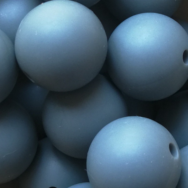 SILIKONPERLE RUND "DUNKELGRAU" 15MM