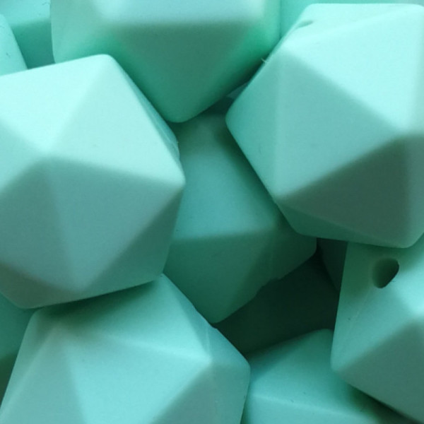 Silikonperle Ikosaeder Mint 14mm