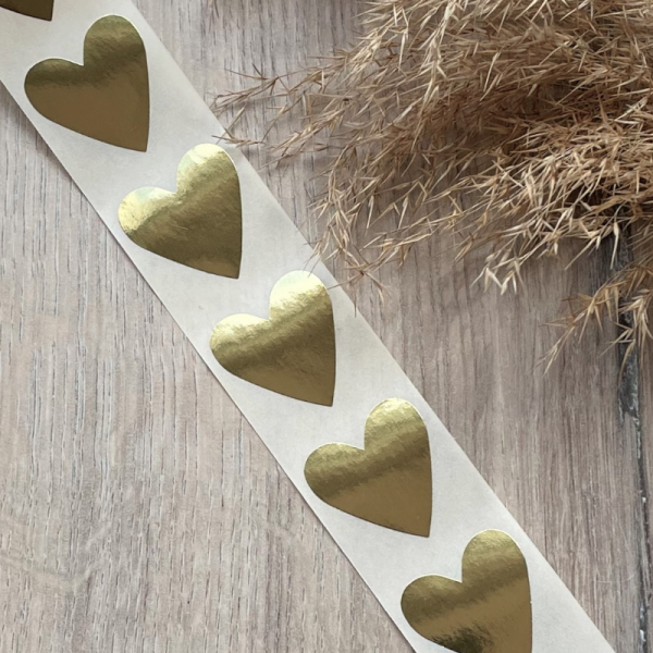 10 HERZ AUFKLEBER GOLD