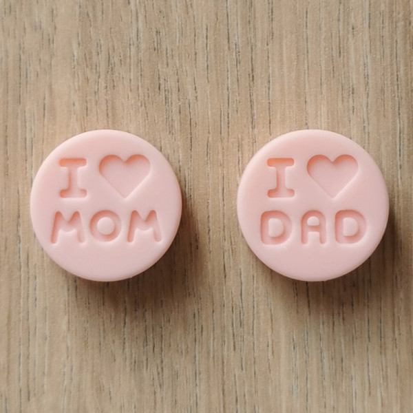 Motivperle I love Mum/Dad Rosa