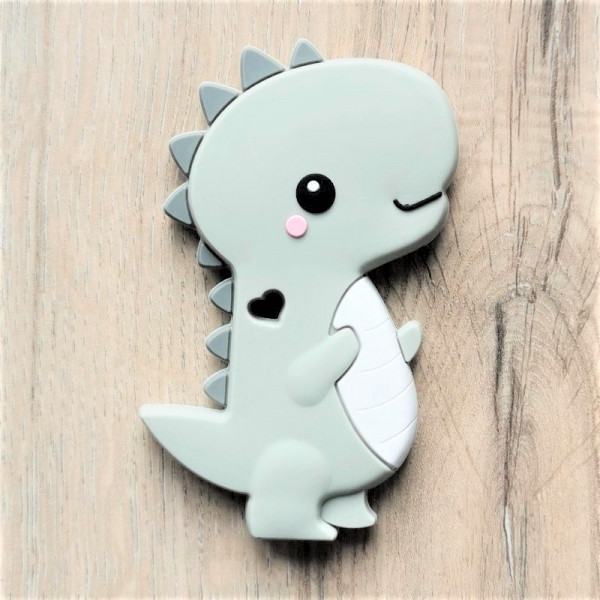 Silikonanhänger Dino Grau