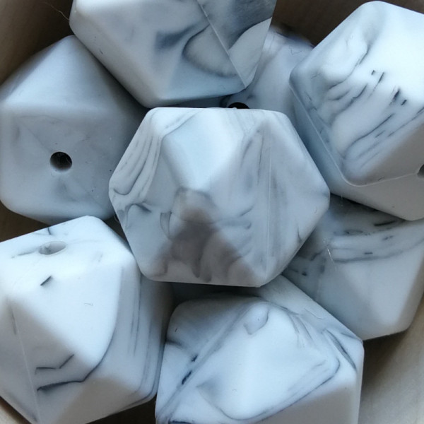 Silikonperle Hexagon Marmor