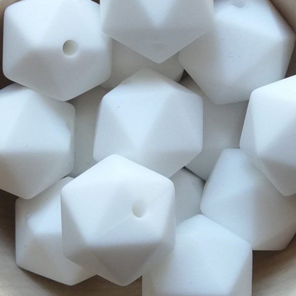 Silikonperle Ikosaeder Weiß 14mm
