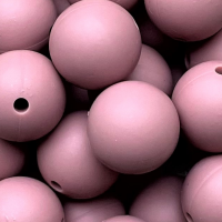 SILIKONPERLE RUND "DUNKLES ALTROSA" 15MM