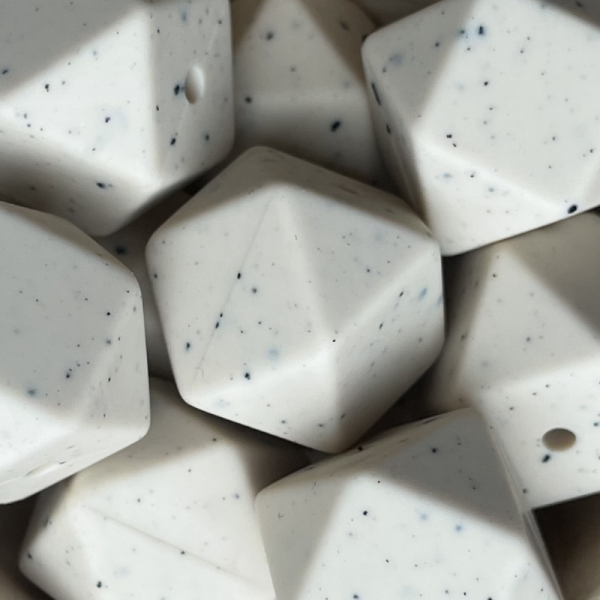 SILIKONPERLE HEXAGON "BEIGE- GRANIT" 17MM