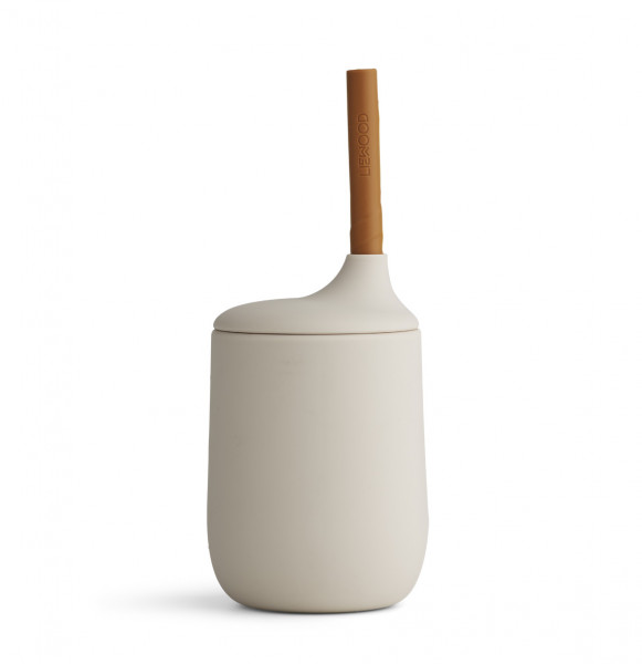 TRINKBECHER "ELLIS" MIT STROHHALM - SANDY/MUSTARD