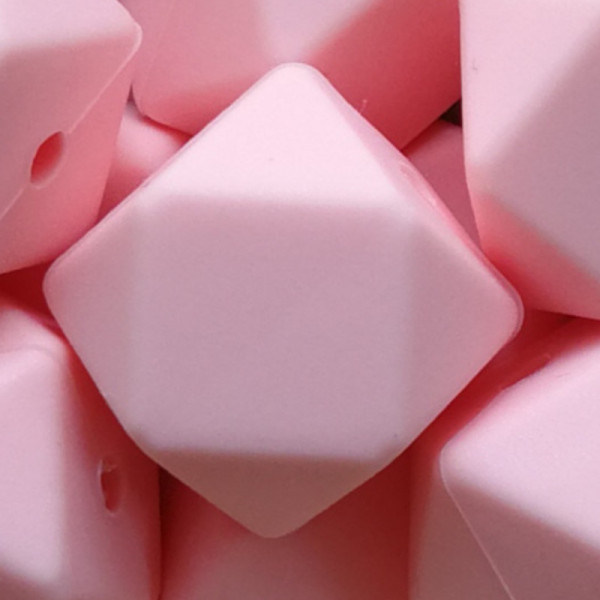 SILIKONPERLE HEXAGON "ROSA" 17MM