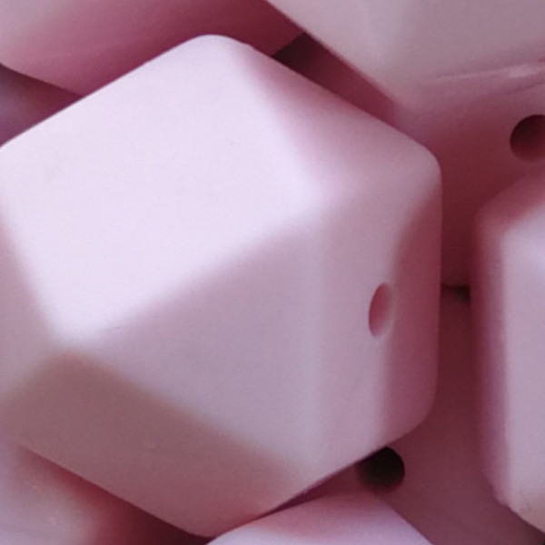 SILIKONPERLE HEXAGON "PASTELLROSA" 17MM