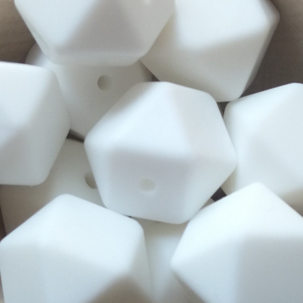 Silikonperle Hexagon Weiß