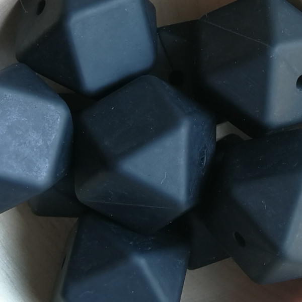 Silikonperle Hexagon Schwarz
