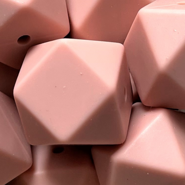 SILIKONPERLE HEXAGON "DUSTY ROSE" 17MM