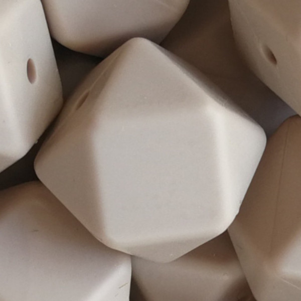 SILIKONPERLE HEXAGON "CAPPUCCINO" 17MM