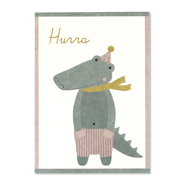 POSTKARTE "HURRA" MIT KROKODIL