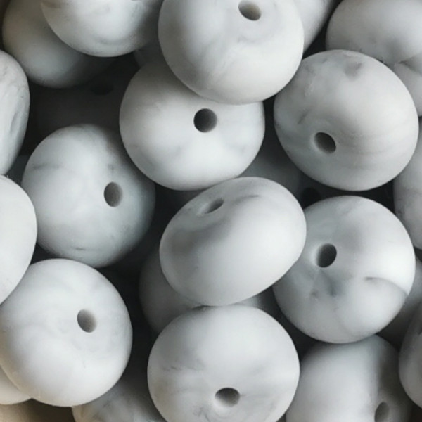 SILIKONPERLE ABAKUS "MARMOR-GRAU" 14MM