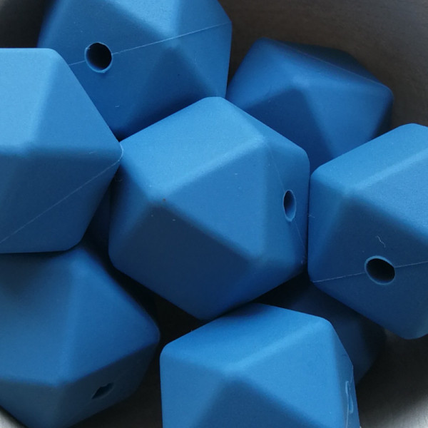 Silikonperle Hexagon Niagarablau