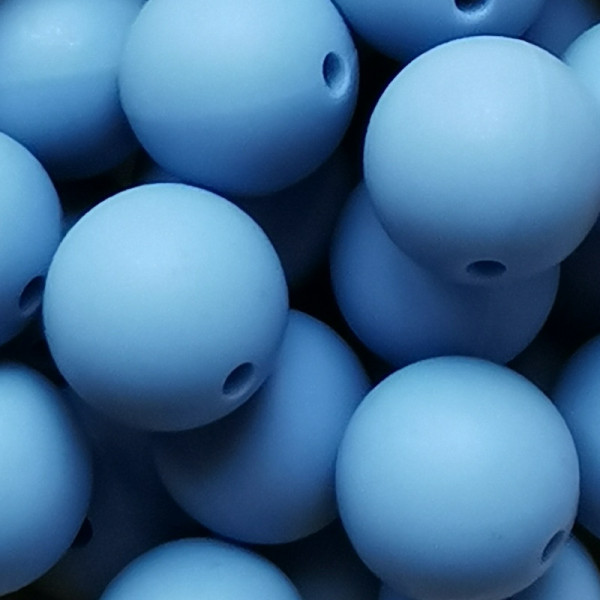 Silikonperle Rund Taubenblau 15mm
