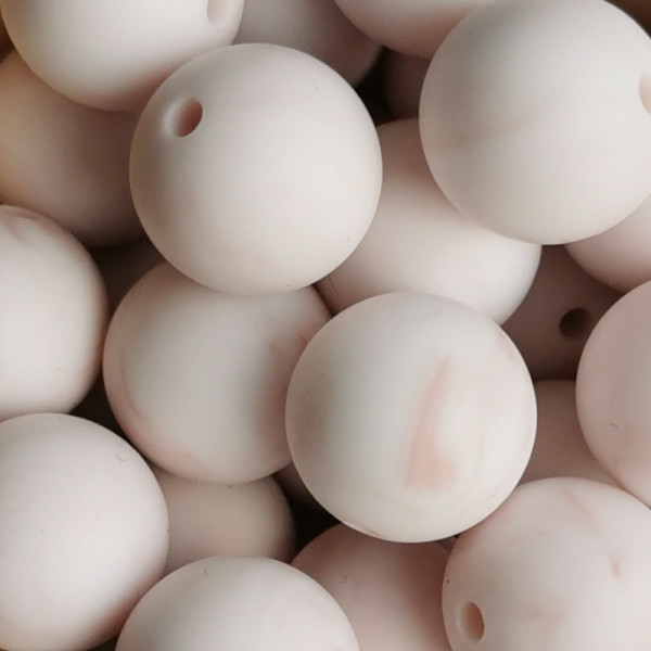 Silikonperle Rund 12mm Marmor - Hellrosa