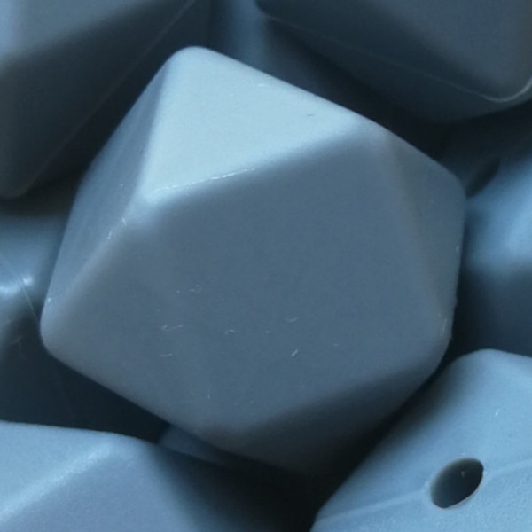 SILIKONPERLE HEXAGON "DUNKELGRAU" 17MM