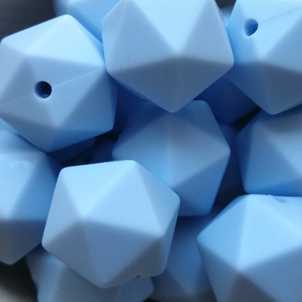 Silikonperle Ikosaeder Pastellblau 14mm
