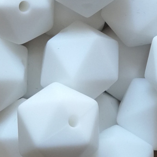 SILIKONPERLE IKOSAEDER "WEISS" 14MM
