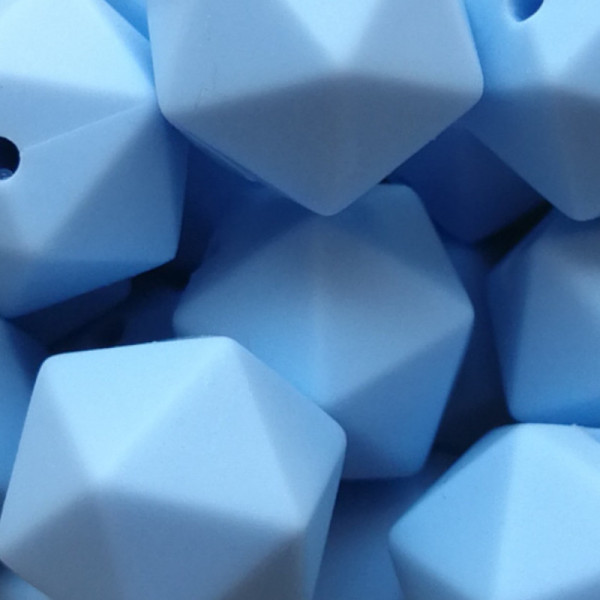Silikonperle Ikosaeder Pastellblau 14mm