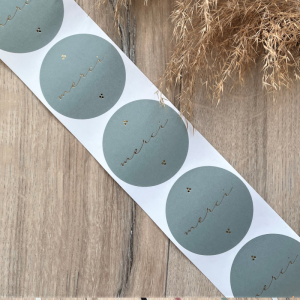 10x AUFKLEBER RUND "MERCI" GESCHENKAUFKLEBER