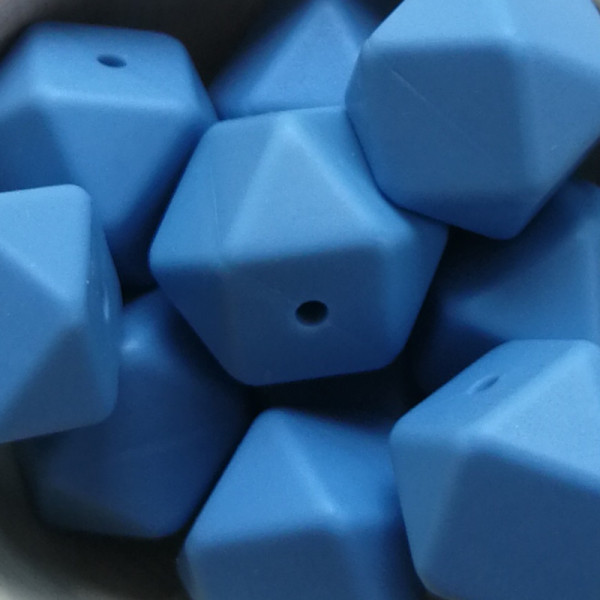 Silikonperle Hexagon Taubenblau
