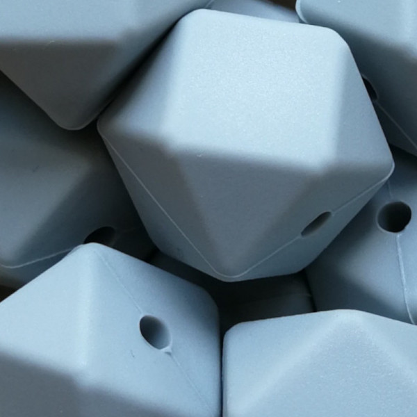 SILIKONPERLE HEXAGON "GRAU" 17MM