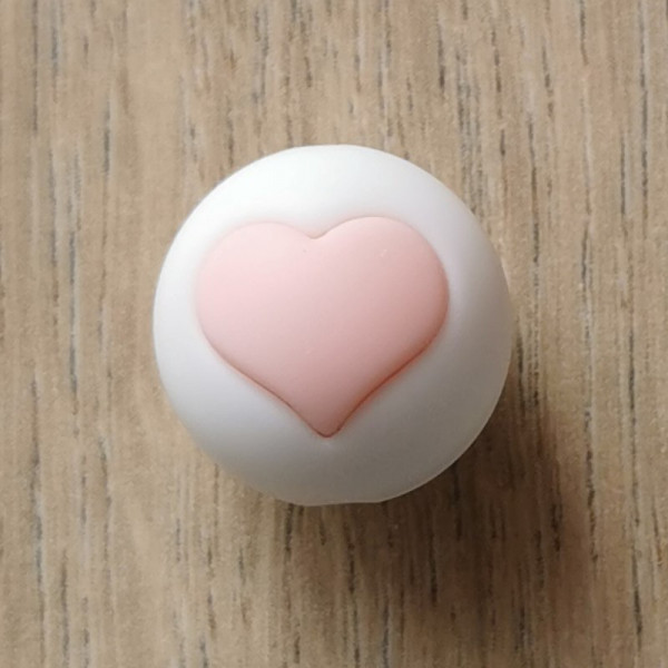 Motivperle Herz Weiß/Rosa