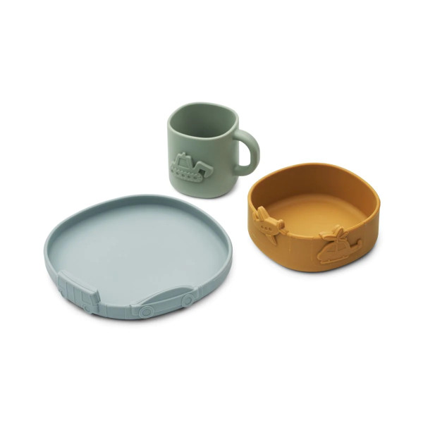 Liewood | Kine 3D Silikongeschirr-Set - Blue Fog Mix