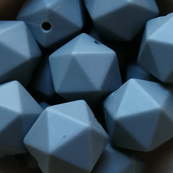 Silikonperle Ikosaeder Dunkelgrau 14mm