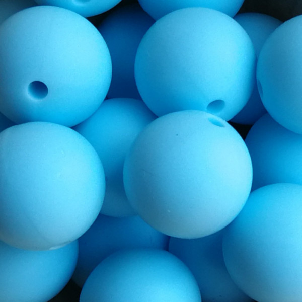Silikonperle Rund Eisblau 15mm